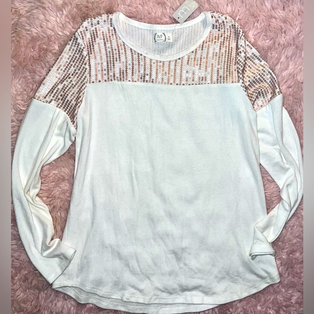 Cream and rose gold sweater